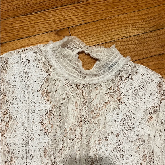 Love University Lace Blouse with Sheer Sleeves - Picture 4 of 6
